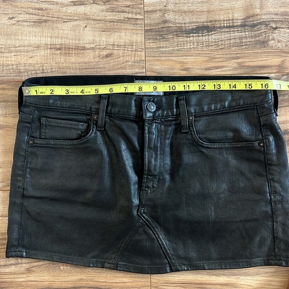 Agolde Jeanette Mini Denim Skirt Size 28 in Coated Black - Picture 8 of 10